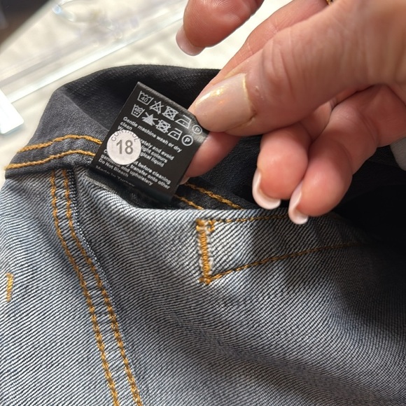 ME+EM NWT A-Line Multi Tone Blue and Black Denim Midi Skirt Size US10 - Picture 7 of 11